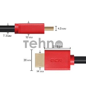 Кабель Greenconnect 1.0m HDMI версия 2.0, HDR 4:2:2, Ultra HD, 4K 60 fps 60Hz/5K*30Hz, 3D, AUDIO, 18.0 Гбит/с, 28/28 AWG, OD7.3mm, тройной экран, черный, красные коннекторы, GCR-HM451-1.0m Greenconnect Кабель 1.0m HDMI версия 2.0, HDR 4:2:2, Ultra HD, 4K 