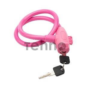 Тросовый замок взломостойкий для велосипедов и колясок с ключом 65 см розовый