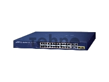Коммутатор PLANET GSW-2824P 24-Port 10/100/1000T 802.3at PoE + 2-Port 10/100/1000T + 2-Port Gigabit TP/SFP Combo Ethernet Switch (250W PoE Budget, Standard/VLAN/Extend mode, supports PD alive check)