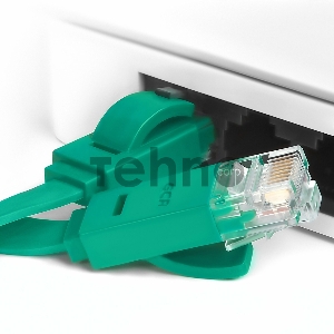 Патч-корд Greenconnect плоский прямой PROF  15.0m UTP медь, кат.6, зеленый, позолоченные контакты, 30 AWG, Premium ethernet high speed 10 Гбит/с, RJ45, T568B (GCR-LNC625-15.0m)