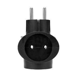 Тройник электрический универсальный 16 А одно гнездо с заземлением черный REXANT