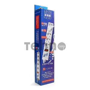 Фильтр-удлинитель Power Cube B 5,0 м 5 розеток (белый) 10А/2,2кВт