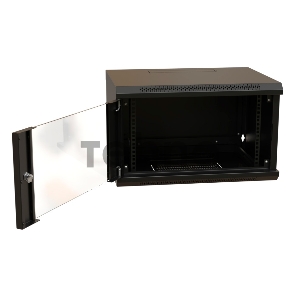 Шкаф коммутационный WRline (WR-TW-0666-GP-RAL9004) настенный 6U 600x600мм пер.дв.стекл 2 бок.пан. 60кг черный 520мм 367мм IP20 сталь