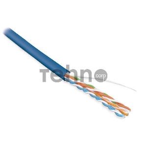 Кабель витая пара Hyperline UUTP4-C5E-S24-IN-LSZH-BL-305 (305 м), неэкран. U/UTP, категория 5e, 4 пары (24 AWG), одножильный (solid), LSZH, нг(С)-HF, -20°C – +75°C, синий - гарантия: 15 лет компонентная; 25 лет системная
