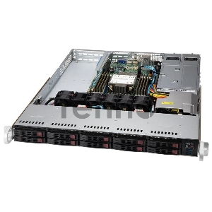 Платформа SuperMicro, SYS-110P-WTR 1U, Single socket P+ (LGA 4189) up to 270W/ Intel® C621A/ 8xDIMM/ 10xHot-plug 2.5