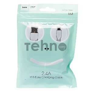 Кабель USB 2.0 hoco X13, AM/microBM, белый, 1м