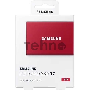 Твердотельный накопитель Samsung SSD 2TB T7 Touch, USB Type-C, R/W 1000/1050MB/s, Red