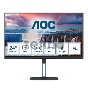 МОНИТОР 23.8 AOC 24V5C Black с поворотом экрана (IPS, 1920x1080, 75Hz, 1 ms, 178°/178°, 300 cd/m, 20M:1, +HDMI, +DP)