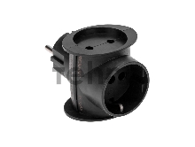 Тройник электрический универсальный 16 А одно гнездо с заземлением черный REXANT