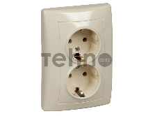 Розетка двойная c з/к, без шт, бежевый Розетка двойная c з/к, без шт, бежевый