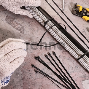 Хомут-стяжка кабельная нейлоновая REXANT 400 x4,8 мм, черная, упаковка 100 шт.