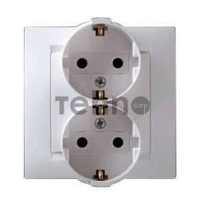 Розетка 2-м СП Simon15 с заземл. бел. Simon 1590459-030
