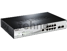 Управляемый коммутатор D-Link DGS-1210-10P/ME 2 уровня с 8 портами 10/100/1000Base-T с поддержкой PoE и 2 портами 1000Base-X SFP