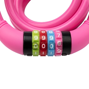 Тросовый кодовый замок взломостойкий для велосипедов и колясок 150 см розовый
