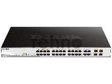 Коммутатор D-Link DGS-1210-28P/FL1A, L2 Managed Switch with 24 10/100/1000Base-T ports and 4 100/1000Base-T/SFP combo-ports (24 PoE ports 802.3af/802.3at (30 W), PoE Budget 193 W).8K Mac address, 802.3x Flow Co