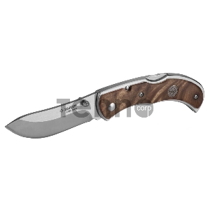 Нож ЗУБР 47712  премиум скиф складной эргономичная рукоятка с деревянными накладками 180/75мм