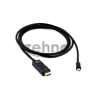Кабель Cablexpert mDP-HDMI, 20M/19M, 1.8м, черный, позол.разъемы, пакет (CC-mDP-HDMI-6)