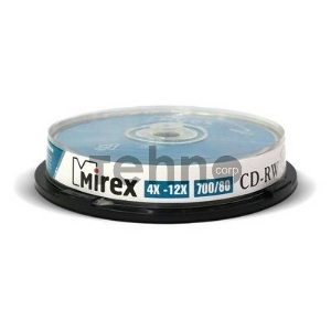 Диск CD-RW Mirex 700 Mb, 12х, Cake Box (10), (10/300)