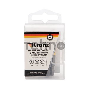 Набор насадок на шуруповерт KRANZ PH2, PZ2 с магнитным держателем 50 мм, головка 8 мм, 10 мм (5 шт./уп.)