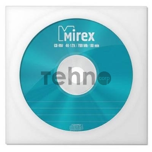 Диск CD-RW Mirex 700 Mb, 12х, Бум.конверт (1), (1/150)