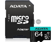 Флеш карта microSD 64GB ADATA Premier ONE microSDXC Class 10 UHS-II U3 V90 275MB/s (SD адаптер)