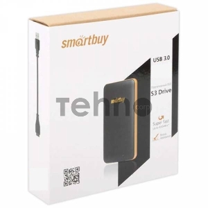 Внешний SSD Smartbuy External 1.0Tb S3 Drive <SB1024GB-S3DB-18SU30> (USB3.0, 425/400Mbs, TLC, 1.8) Black