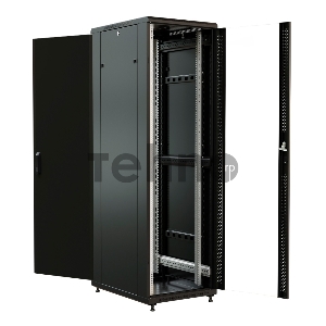 Шкаф серверный WRline (WR-TT-3261-AS-RAL9004) напольный 32U 600x1000мм пер.дв.стекл задн.дв.стал.лист 2 бок.пан. 800кг черный 910мм 1610мм IP20 сталь