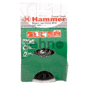 Кордщетка Hammerflex 207-109 65мм M14  чашеобразная витая жесткая, усиленная кольцом,  для УШМ