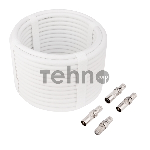 Набор с антенным телевизионным удлинителем для ТВ длиной 10 метров с F-разъемами и ТВ-переходниками REXANT 