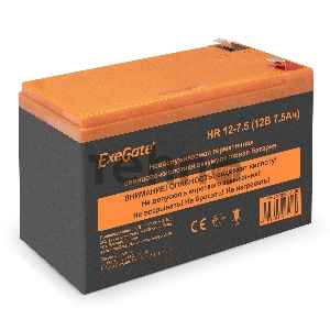 Батарея ExeGate EX285638RUS HR 12-7.5 (12V 7.5Ah 1228W, клеммы F2) Батарея ExeGate EX285638RUS HR 12-7.5 (12V 7.5Ah 1228W, клеммы F2)