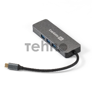 Док-станция ExeGate DUB-31C/PD/H (кабель-адаптер USB Type-C --> 3xUSB3.0 + PD 60W + HDMI 4K@30Hz, Plug&Play, серый)