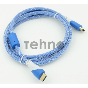 Кабель HDMI Ver.1.4 Blue/white jack HDMI19 (m)/HDMI19 (m) 1.8м феррит.кольца Позолоченные контакты