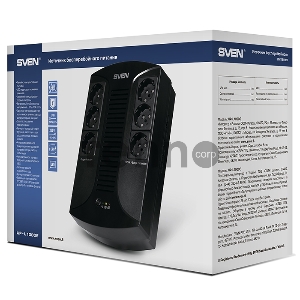 Источник бесперебойного питания SVEN UP-L1000E 1000VA/500W (6 розеток: 3х UPS/сетевой фильтр+3 x сетевой фильтр)