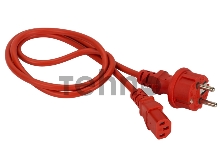 Шнур питания C13-Schuko прямая, 3х0.75, 220В, 10А, красный, 2 метра