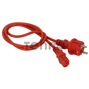 Шнур питания C13-Schuko прямая, 3х0.75, 220В, 10А, красный, 2 метра