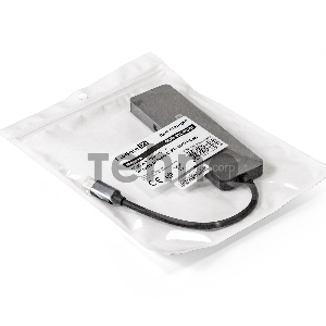 Док-станция ExeGate DUB-31C/PD/H (кабель-адаптер USB Type-C --> 3xUSB3.0 + PD 60W + HDMI 4K@30Hz, Plug&Play, серый)