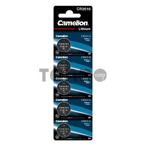 Элемент питания литиевый CR CR2016 BL-5 (блист.5шт) Camelion 1593