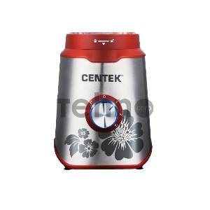 Блендер CENTEK CT-1327 сталь/красный 1000Вт, СТЕКЛЯННЫЙ СТАКАН, стальн. корпус, LED, 3 скорости