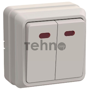 Выключатель 2-кл. ОП ОКТАВА с инд. 10А IP20 ВС20-2-1-ОКм крем. ИЭК EVO21-K33-10-DC