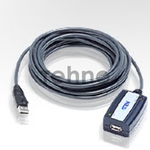 Кабель удлинитель активный(с усилителем) USB 2.0 AM/AF 5m, ATEN UE250-AT, 4 pin, опрессованный, серый