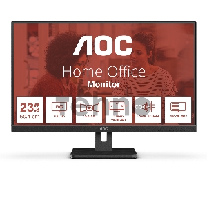 МОНИТОР 23.8 AOC 24E3UM Black (VA, 1920x1080, 75Hz, 4 ms, 178°/178°, 300 cd/m, 20M:1, +HDMI 1.4, +DisplayPort 1.2, +MM)