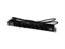 Блок розеток 19 (8шт)PDU с LED выкл.алюм.профиль 1U шнур 2м вилка DIN49440 (нем.станд.) | PH12-8D1 | ITK