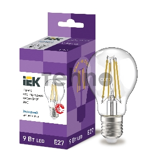 Лампа LED A60 Iek LLF-A60-9-230-65-E27-CL шар прозр. 9Вт 230В 6500К E27 серия 360°