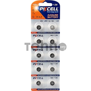 Щелочной/алкалиновый элемент питания PKCELL AG3-10B тип - LR41(AG3) 10 шт в блистере Щелочной/алкалиновый элемент питания PKCELL AG3-10B тип - LR41(AG3) 10 шт в блистере