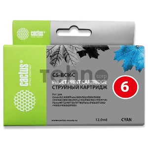 Картридж струйный Cactus CS-BCI6C голубой для Canon S800/ S820/ S900/ S9000; i550 (12ml)