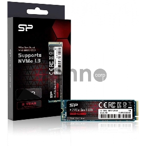 Твердотельный накопитель SSD Silicon Power  M.2 2.0TB A80 <SP002TBP34A80M28> (PCI-E 3.0 х4, up to 3400/3000MBs, 3D TLC, NVMe 1.3, 22х80мм)