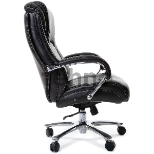 Кресло Chairman 402 чёрное Офисное кресло (натуральная кожа, ромированный металл, газпатрон 4 кл, ролики BIFMA 5,1, механизм качания)