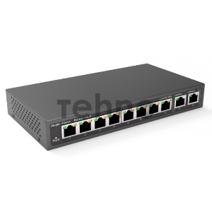 Коммутатор Reyee 8-Port 100Mbps + 2 Uplink Port 1000Mbps, 8 of the ports support PoE/PoE+ power supply. Max PoE power budget is 110W, unmanaged switch, desktop(Only US standard Adaptor is available)