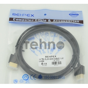 Кабель HDMI Gold Plated Connector, Ver1.4, Ultra Slim HDMI(19pin)/HDMI(19pin) (3м) феррит.кольца Позолоченные контакты