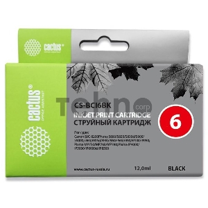 Картридж струйный Cactus CS-BCI6BK черный для Canon i905D i950S i960x i965 i990 i9100 (12ml)